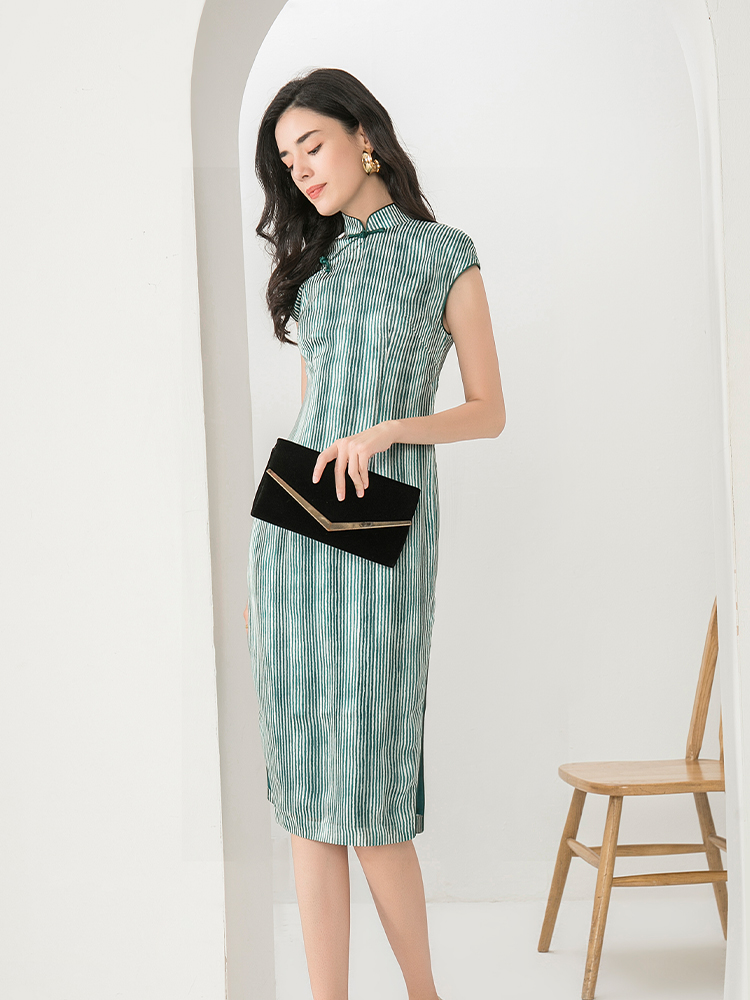 佳駿連肩袖改良旗袍連衣裙