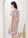 清雅立體數碼小花斜襟改良短旗袍連衣裙