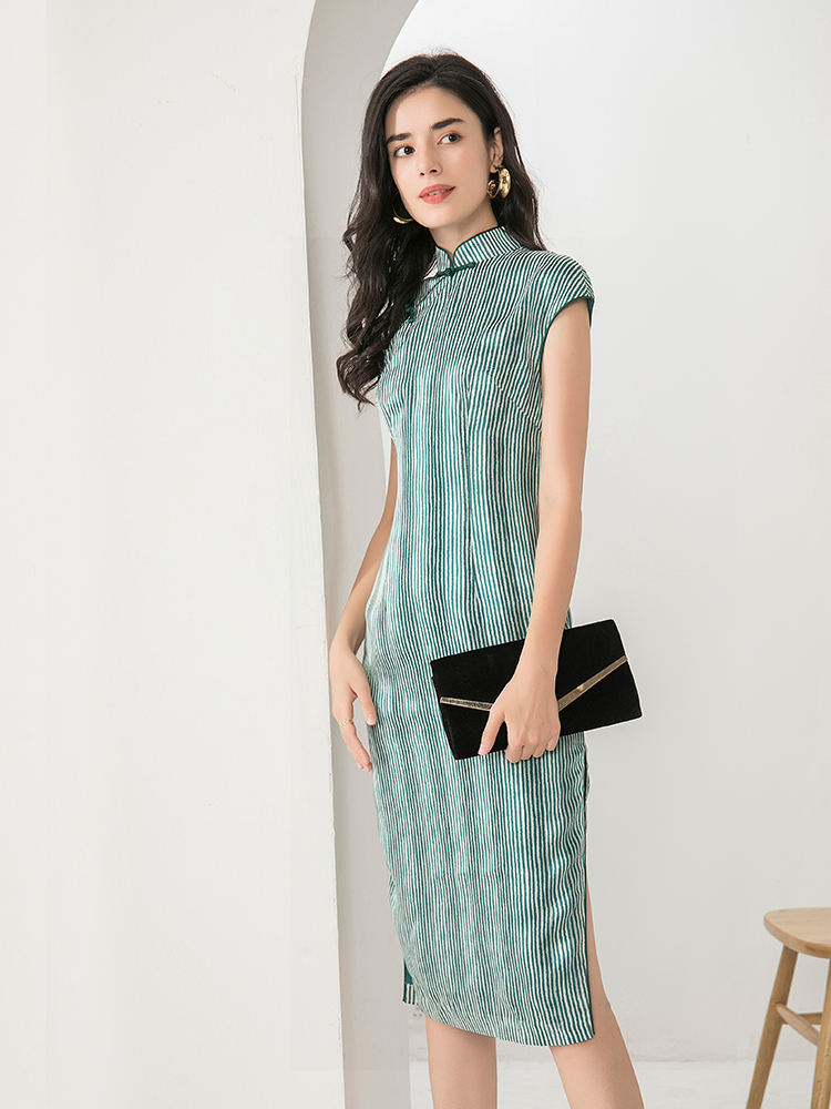 佳駿連肩袖改良旗袍連衣裙