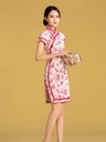 清雅立體小花斜襟改良短旗袍連衣裙