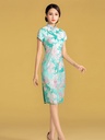 消花絲改良旗袍連衣裙